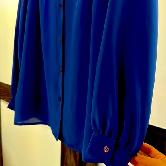 Givenchy Style, Vintage Blouse, Cobalt Blue, Size 18 - Picture 6 of 10